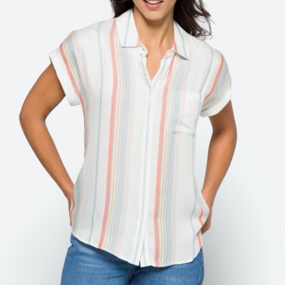 Cosmic Blue | Striped Short Sleeve Top